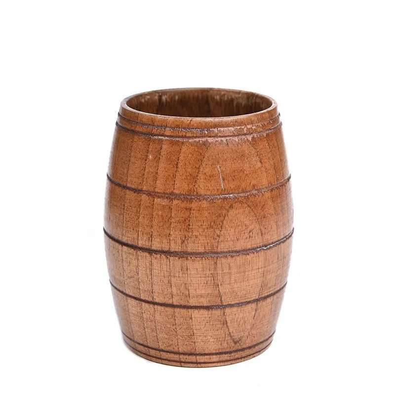 Vintage wooden heat insulation tumbler sour jujube big belly cup 301-400ml round shape