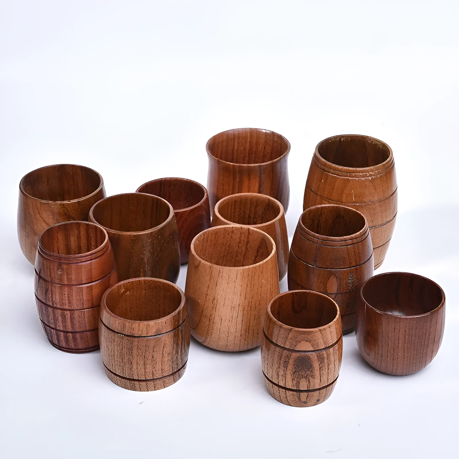 Vintage wooden heat insulation tumbler sour jujube big belly cup 301-400ml round shape