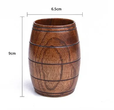 Vintage wooden heat insulation tumbler sour jujube big belly cup 301-400ml round shape