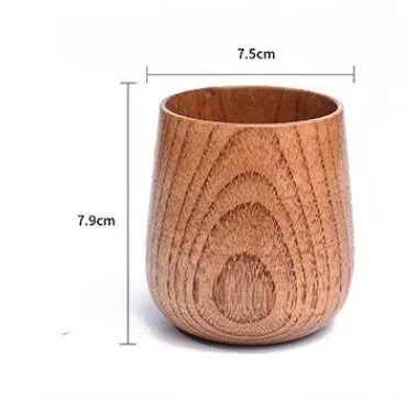 Vintage wooden heat insulation tumbler sour jujube big belly cup 301-400ml round shape