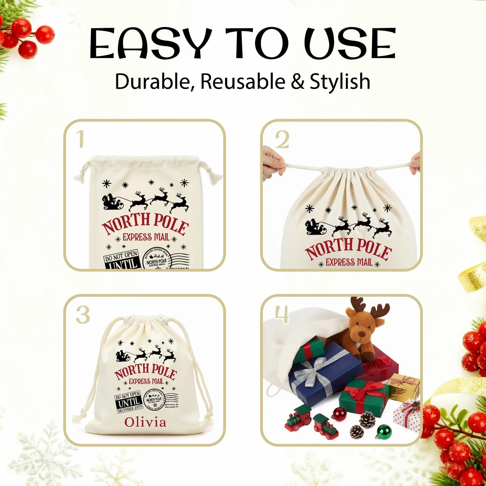 Canvas storage bag in picture colour with capacity sizes from 25x30cm to 72x100cm for home organisation
