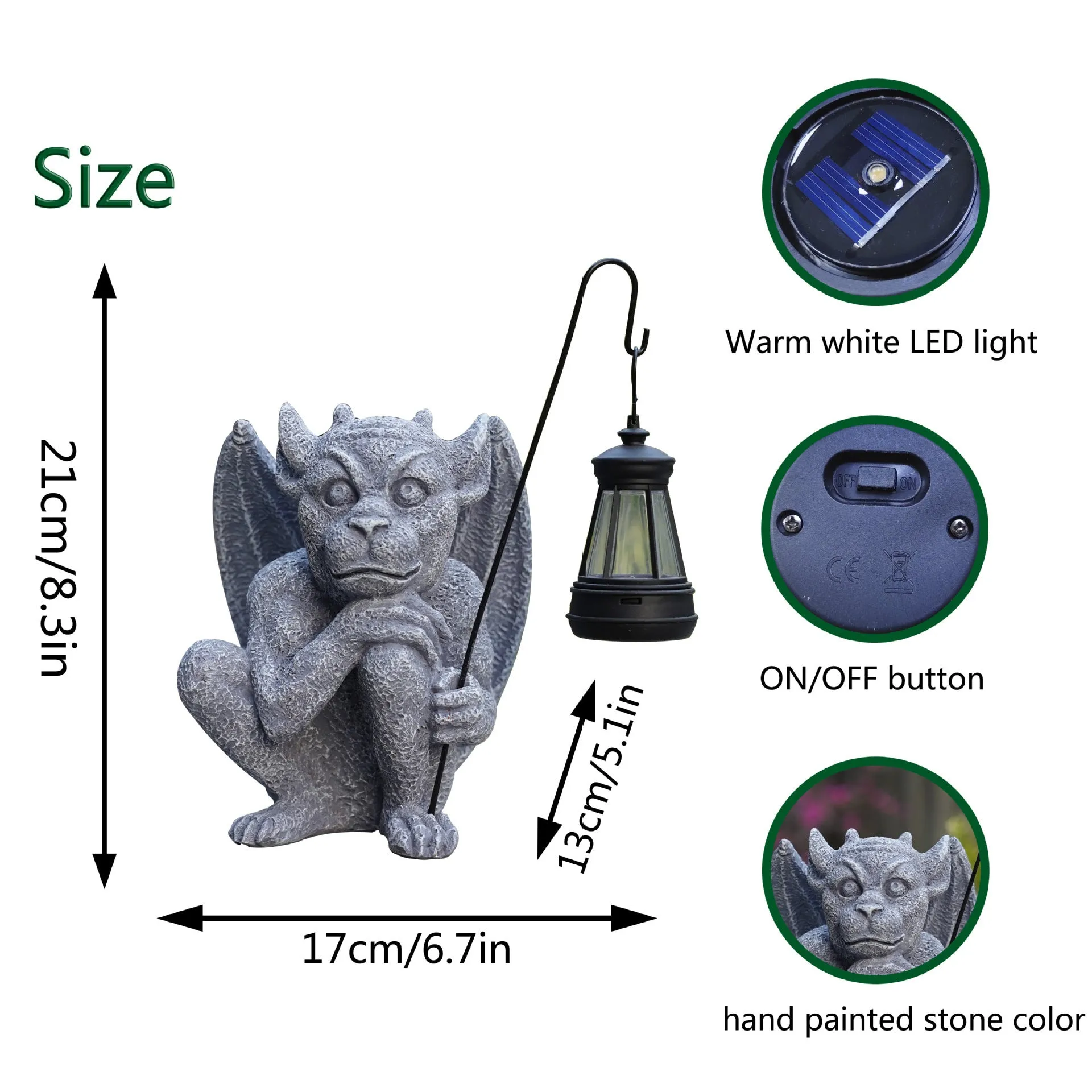 Creative stone statue ghost solar decoration resin garden lamp American style 17x13x21cm outdoor