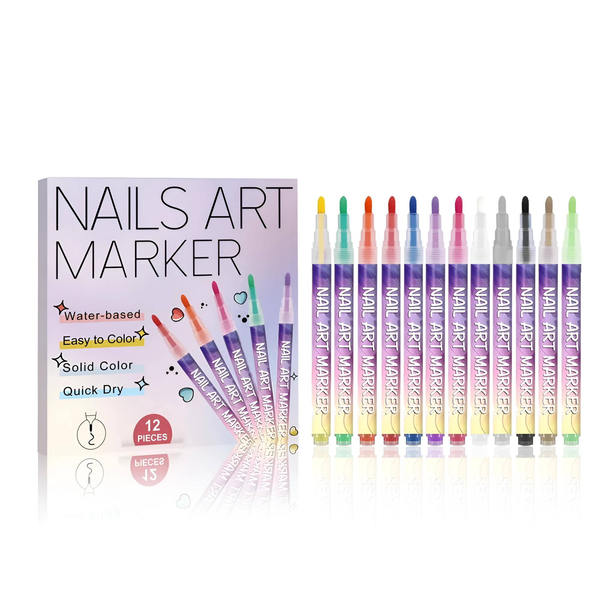 Nails Art Marker DIY set 12 colour nail art graffiti pens for manicure design
