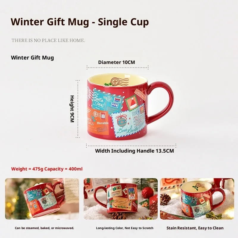 Ceramic mug with dim sum plate set, 400ml, 9x10cm, winter gift, home leisure use