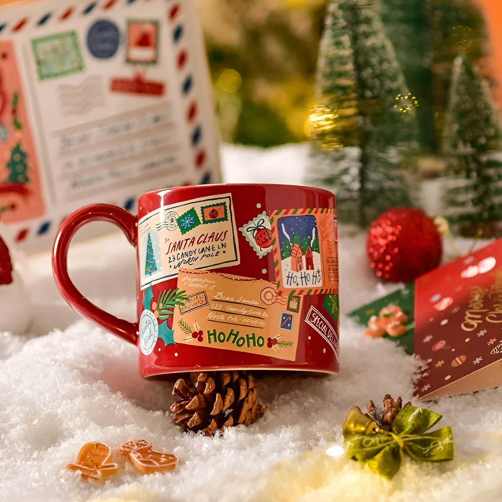 Ceramic mug with dim sum plate set, 400ml, 9x10cm, winter gift, home leisure use