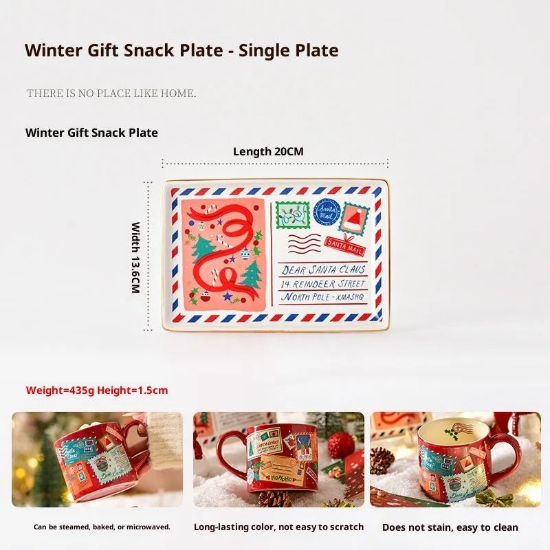 Ceramic mug with dim sum plate set, 400ml, 9x10cm, winter gift, home leisure use