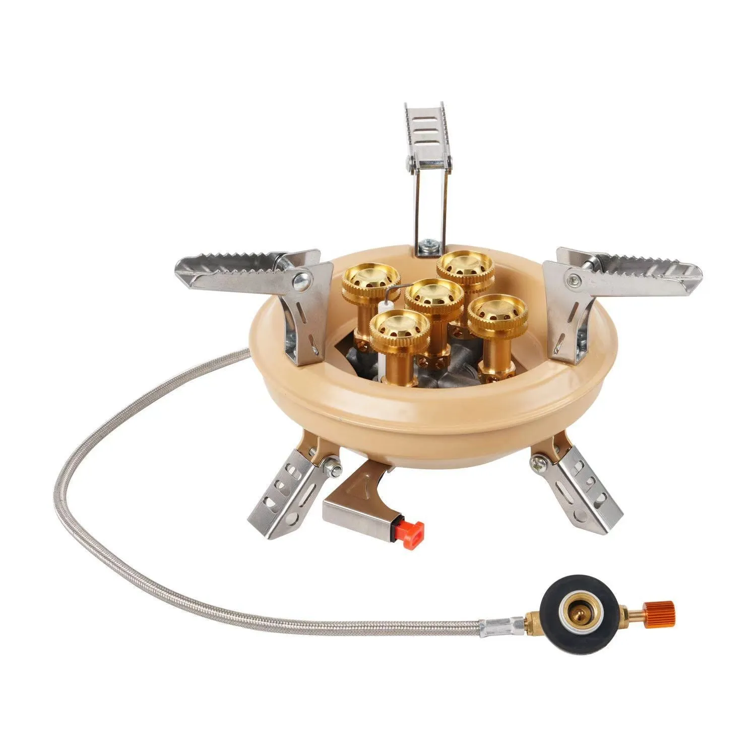 Portable windproof gas stove for camping and picnic in black, compact design for 1-2 people