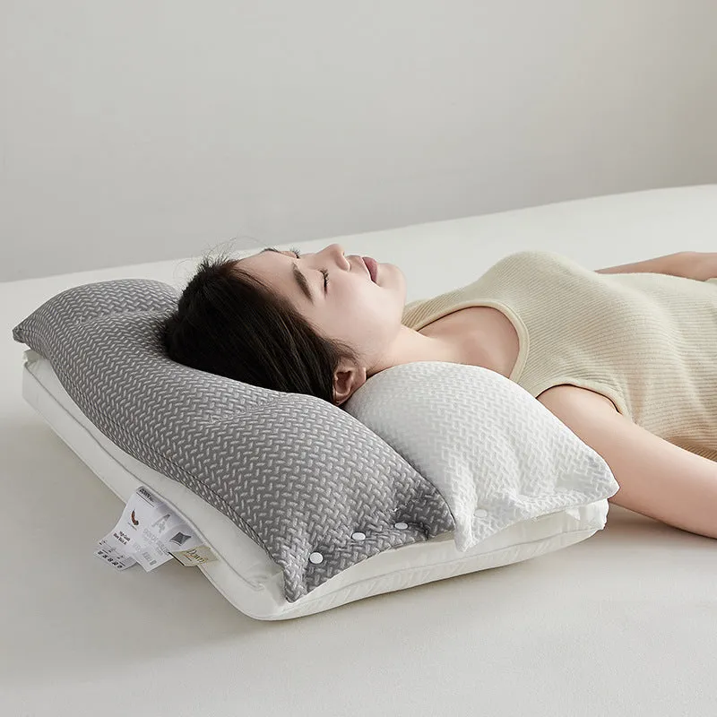 Double-layer chemical fibre pillow for cervical support, single size 40x60cm, simple style, three loft options