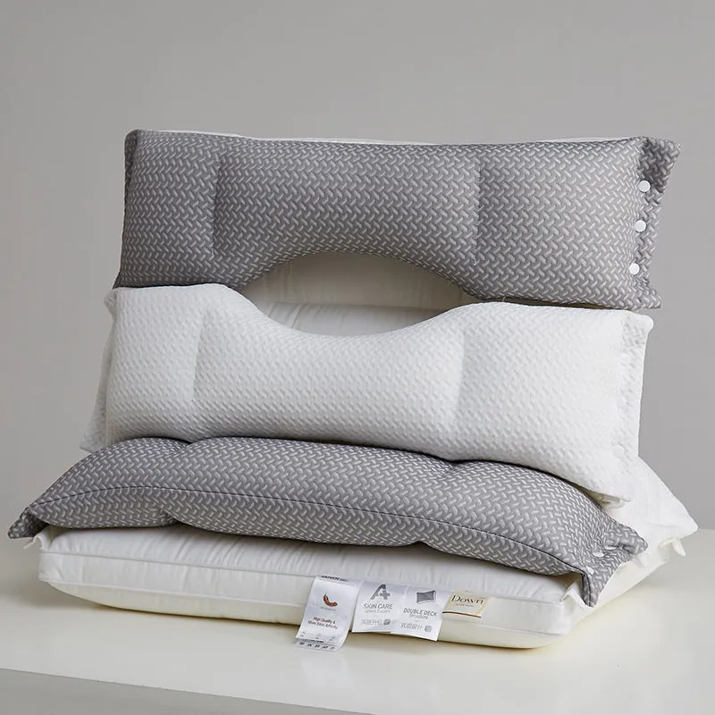Double-layer chemical fibre pillow for cervical support, single size 40x60cm, simple style, three loft options