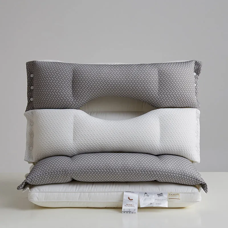 Double-layer chemical fibre pillow for cervical support, single size 40x60cm, simple style, three loft options