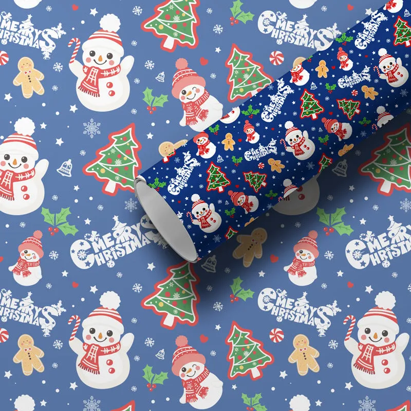 Christmas gift wrapping paper with printed snowman design on double copper paper 50x70cm