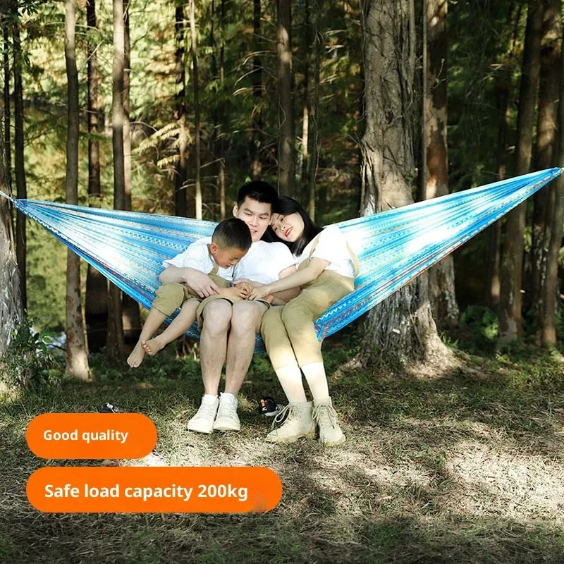 Parachute cloth printing park camping hammock in bohemian yellow, 260x140cm polyester with 200kg capacity