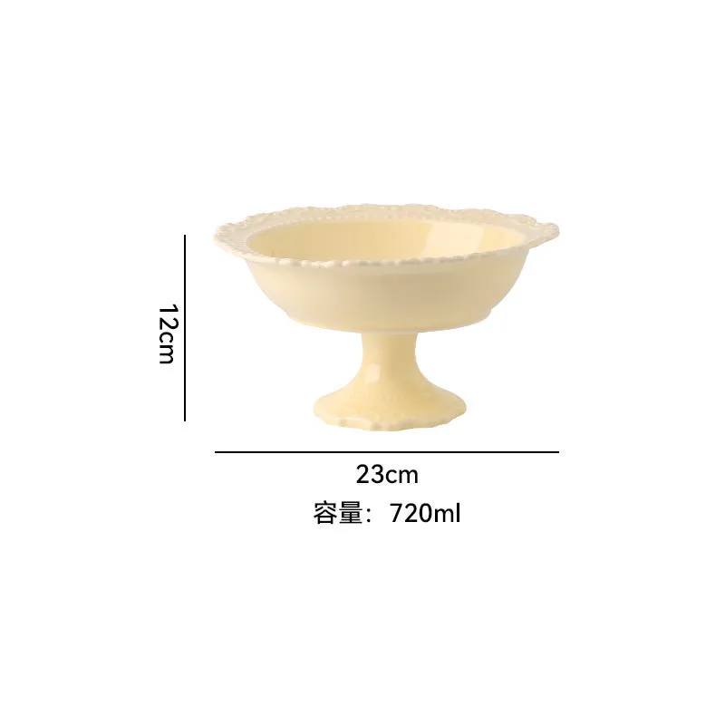 Cream ceramic vintage lace plate with irregular shape and glazed finish in white