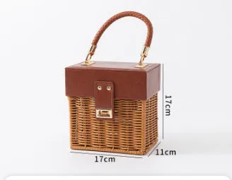 Hand-woven rattan and bamboo gift box with natural weave texture, available in small or large size