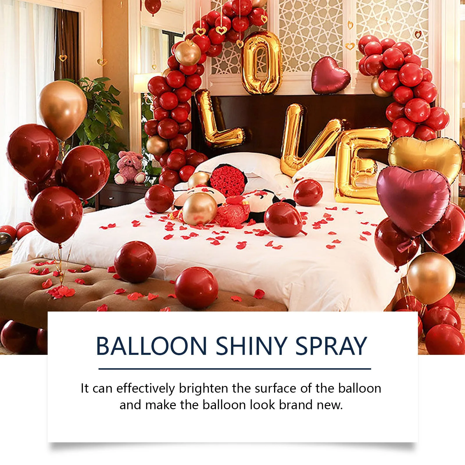 60ml bottle of Rubber Balloons Shiny Spray with non-oxidation formula for enhanced gloss on balloons