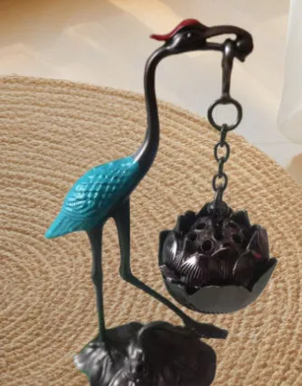 New Chinese style copper alloy gourd fan dragon and phoenix stove pipa incense coil burner in Painted Blue