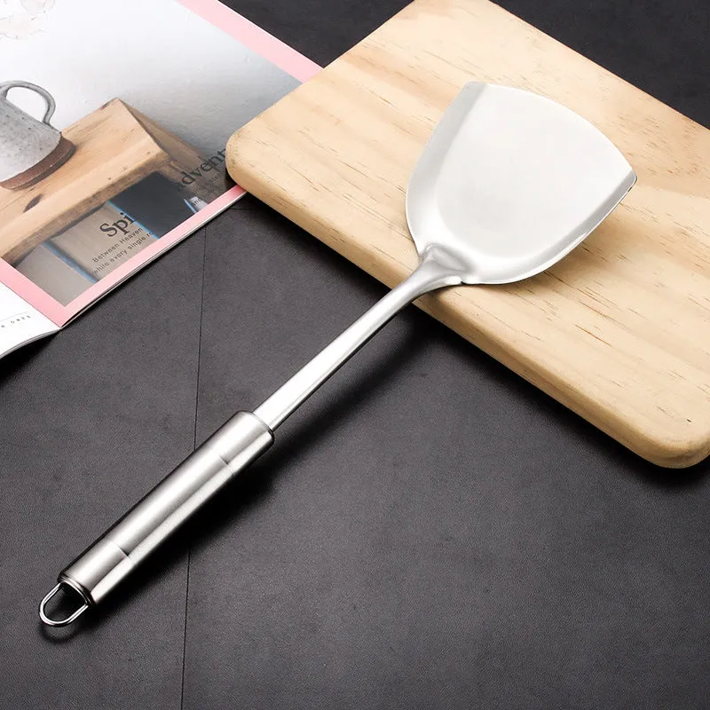 6-piece 201 stainless steel kitchenware set with anti-scalding handles on a kitchen counter