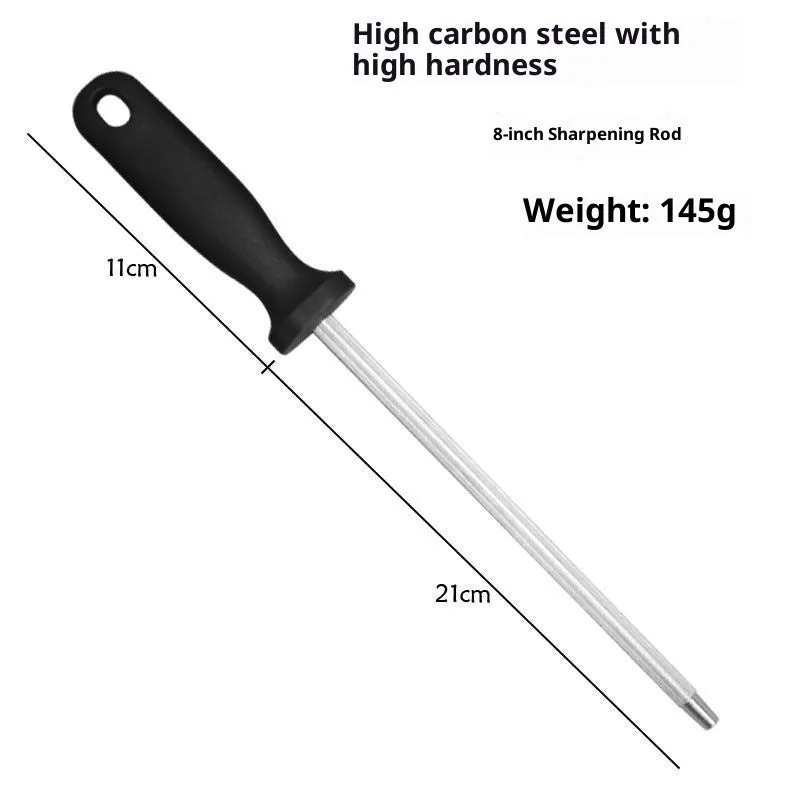 High carbon steel kitchen sharpening steel with multi-functional design for blade honing
