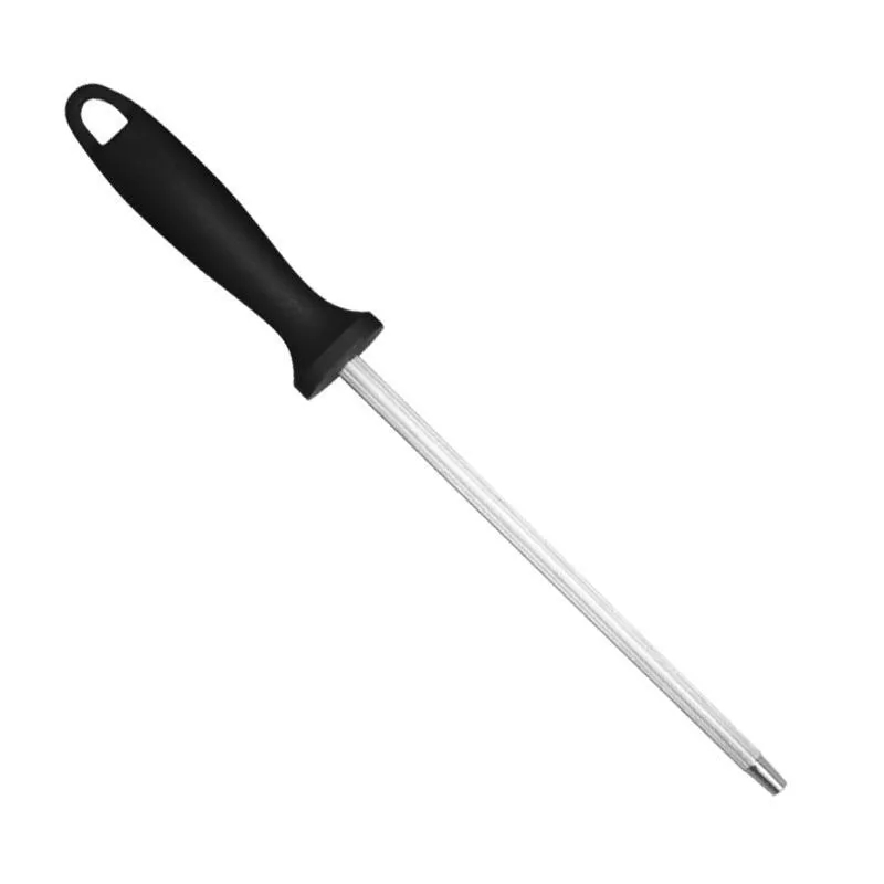 High carbon steel kitchen sharpening steel with multi-functional design for blade honing
