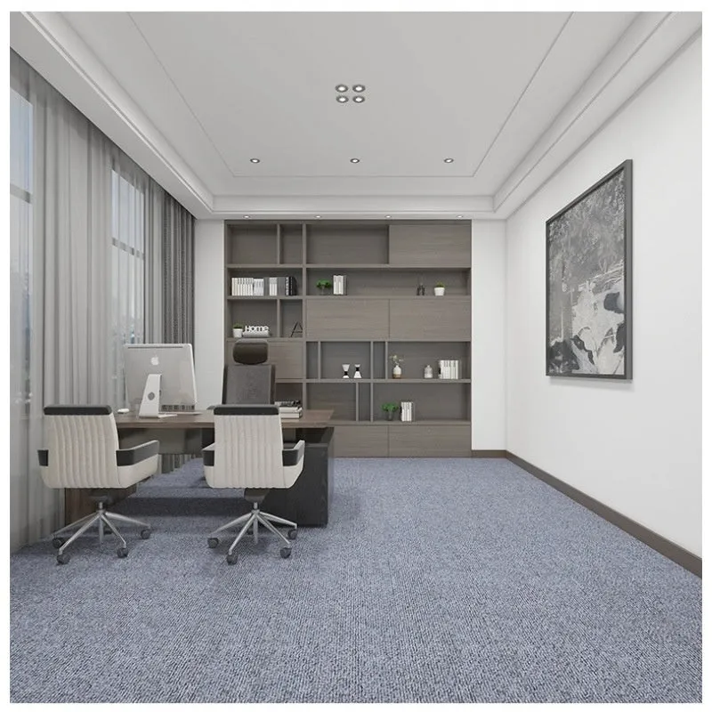 Sound insulation chair mat in beige on wood floor for computer chair protection