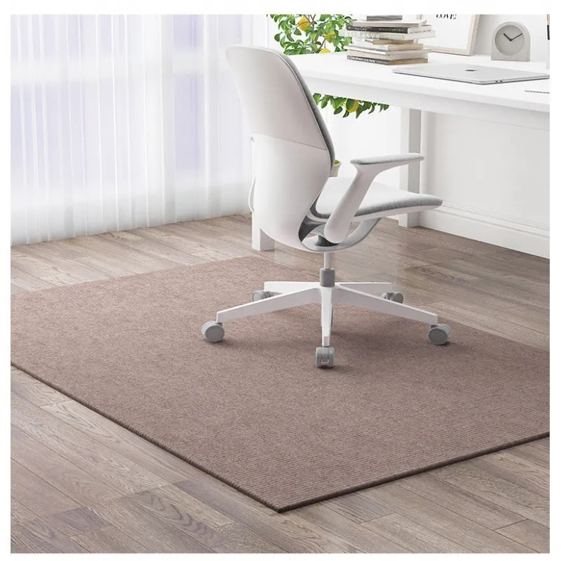 Sound insulation chair mat in beige on wood floor for computer chair protection