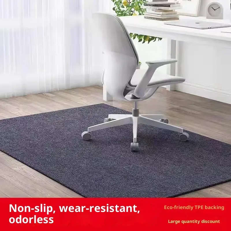 Sound insulation chair mat in beige on wood floor for computer chair protection