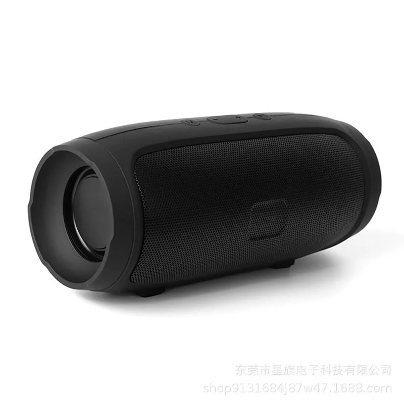 Portable Bluetooth speaker in black with voice prompt and call function for outdoor use