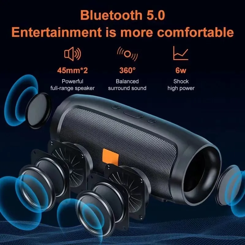 Portable Bluetooth speaker in black with voice prompt and call function for outdoor use