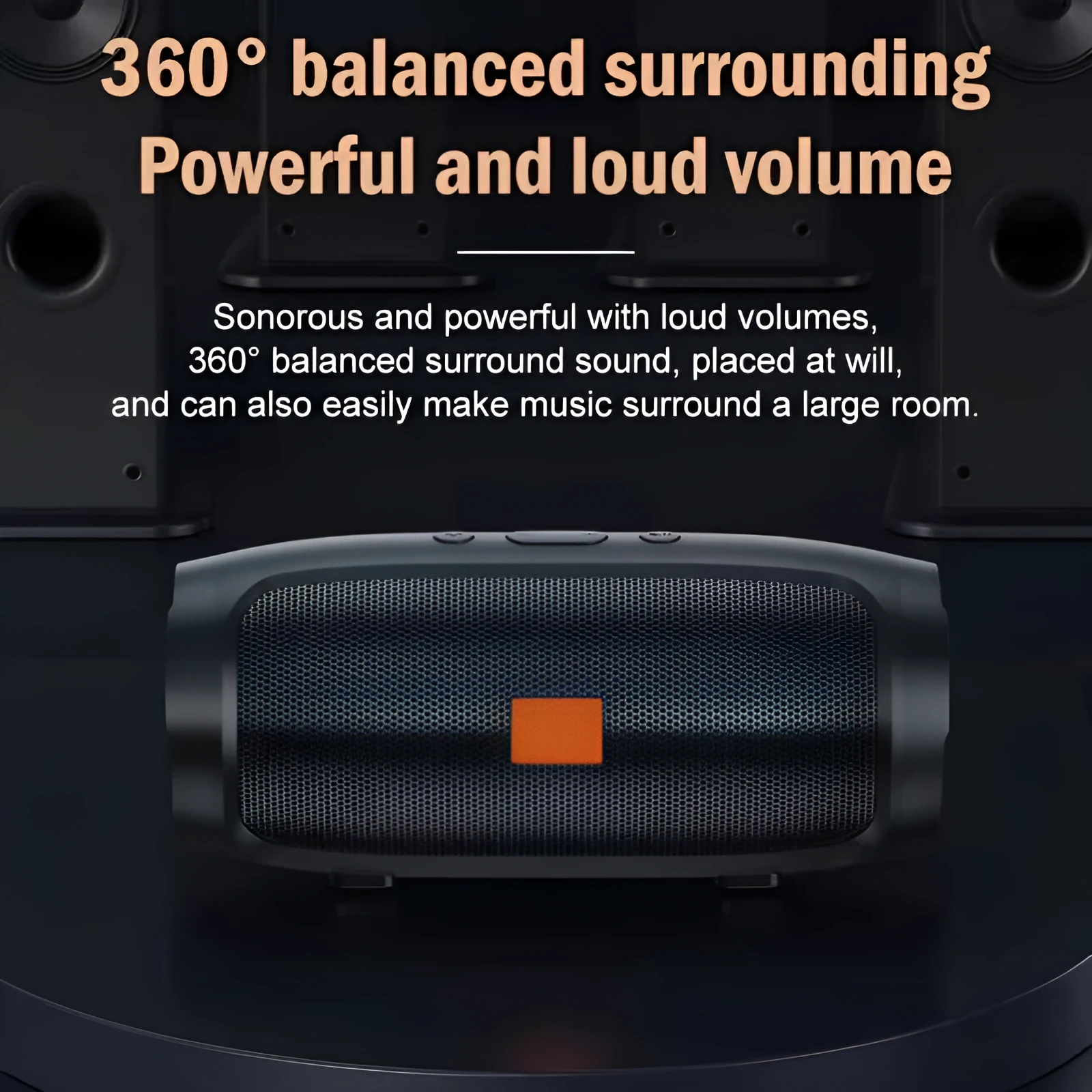 Portable Bluetooth speaker in black with voice prompt and call function for outdoor use