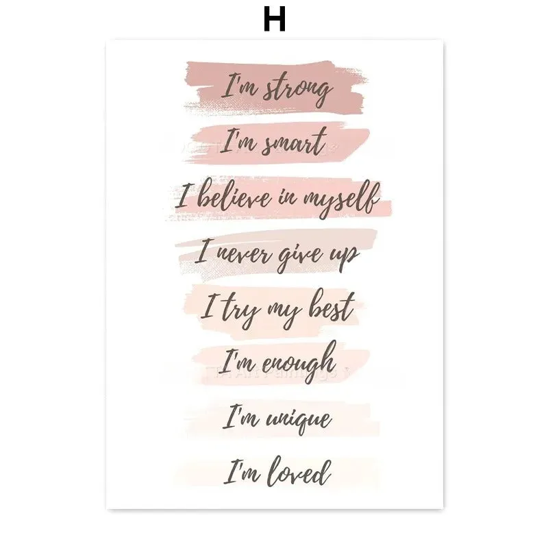 Ballet alphanumeric children's room canvas painting in frameless Nordic style, 13x18cm size
