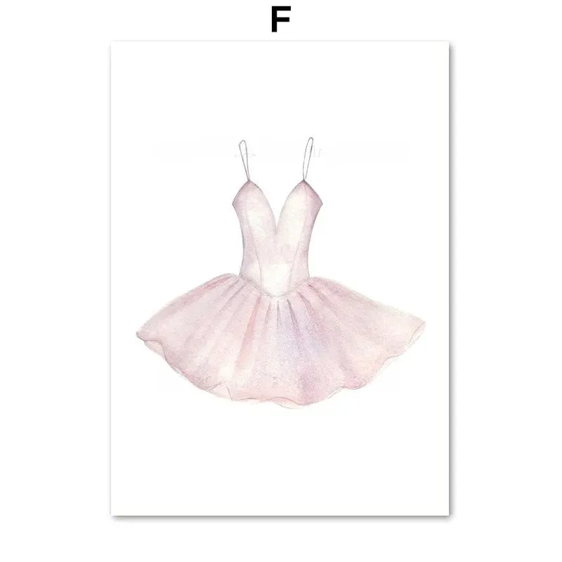 Ballet alphanumeric children's room canvas painting in frameless Nordic style, 13x18cm size