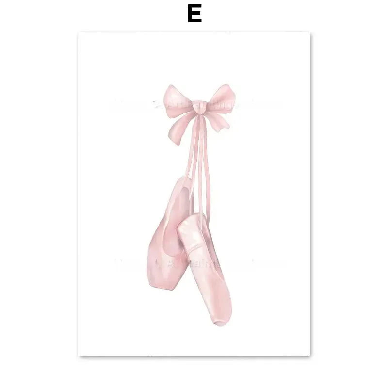 Ballet alphanumeric children's room canvas painting in frameless Nordic style, 13x18cm size