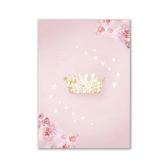 Rainbow castle crown canvas wall painting frameless decor in Nordic style with pattern and size options