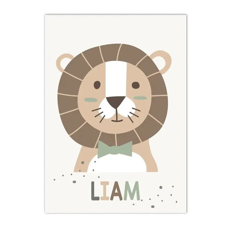 Lion animal wall canvas decorative painting in frameless Nordic style, 15x20cm size