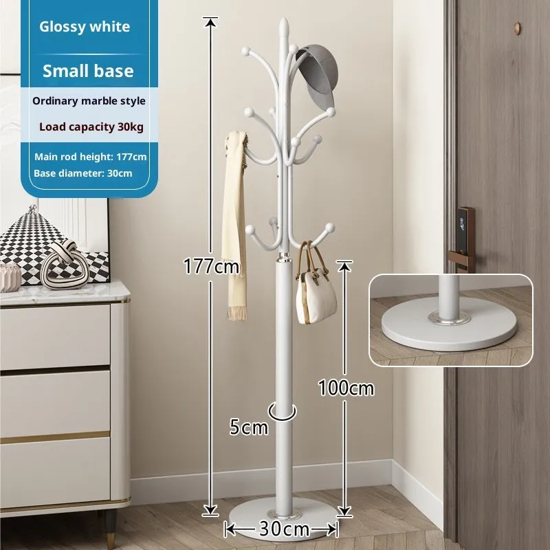 Floor-standing metal coat rack in Black with vertical multiple hooks for bedroom or hallway use
