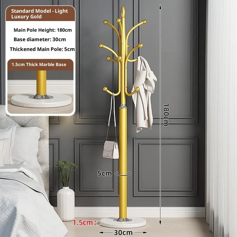 Floor-standing metal coat rack in Black with vertical multiple hooks for bedroom or hallway use