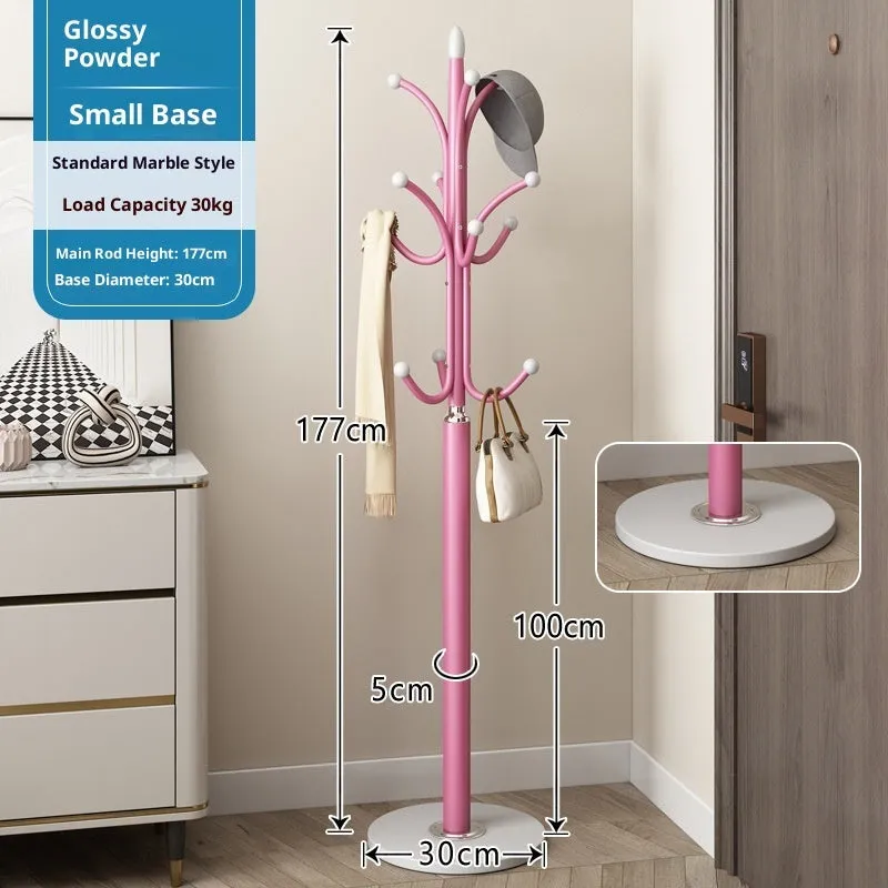 Floor-standing metal coat rack in Black with vertical multiple hooks for bedroom or hallway use