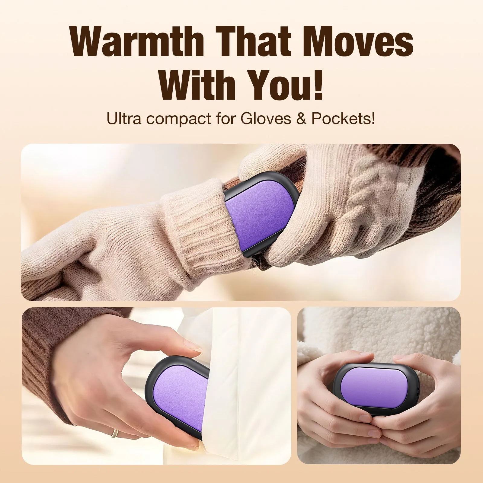 Magnetic split rechargeable mini USB heating pad hand warmer in six colour options