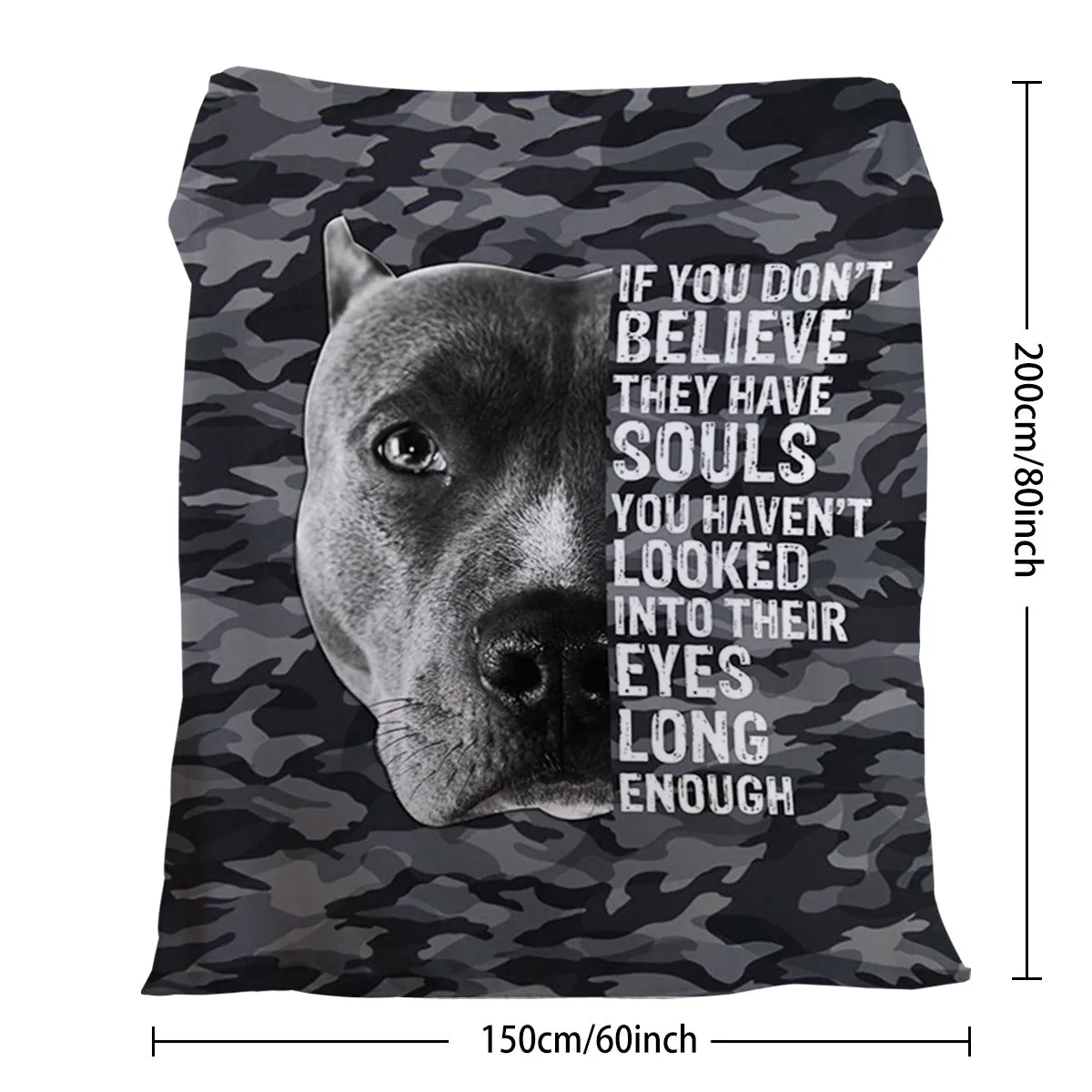 Flannel black background dog pet theme soft printed blanket folded on a sofa