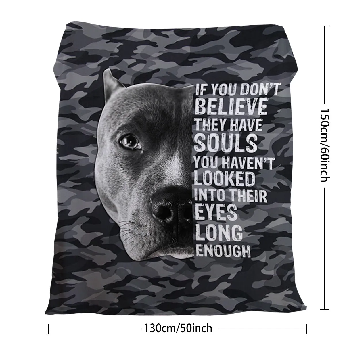 Flannel black background dog pet theme soft printed blanket folded on a sofa