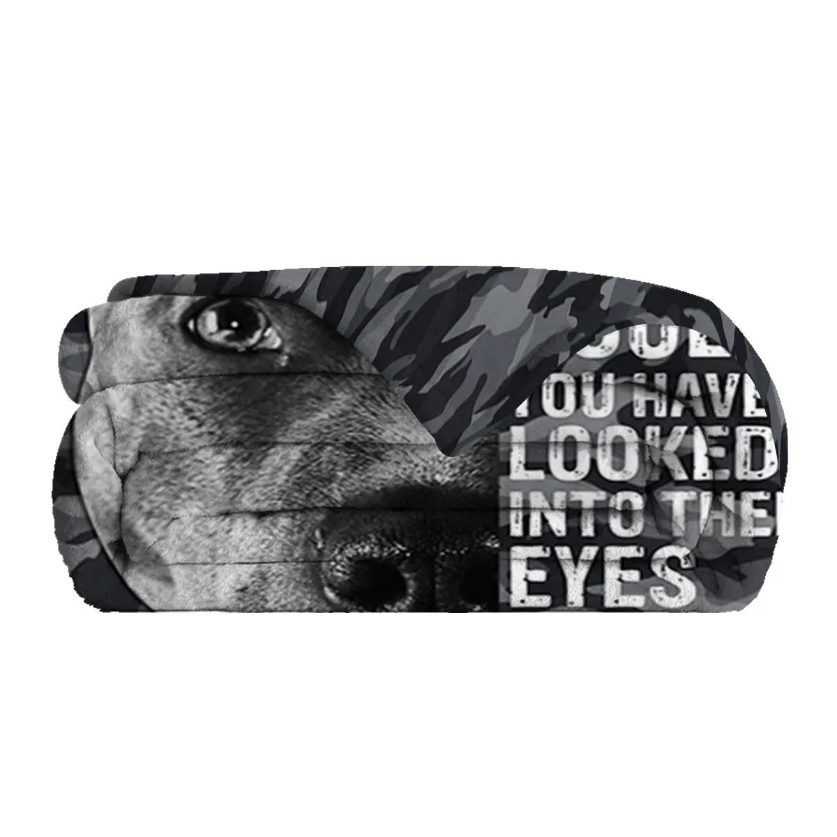 Flannel black background dog pet theme soft printed blanket folded on a sofa