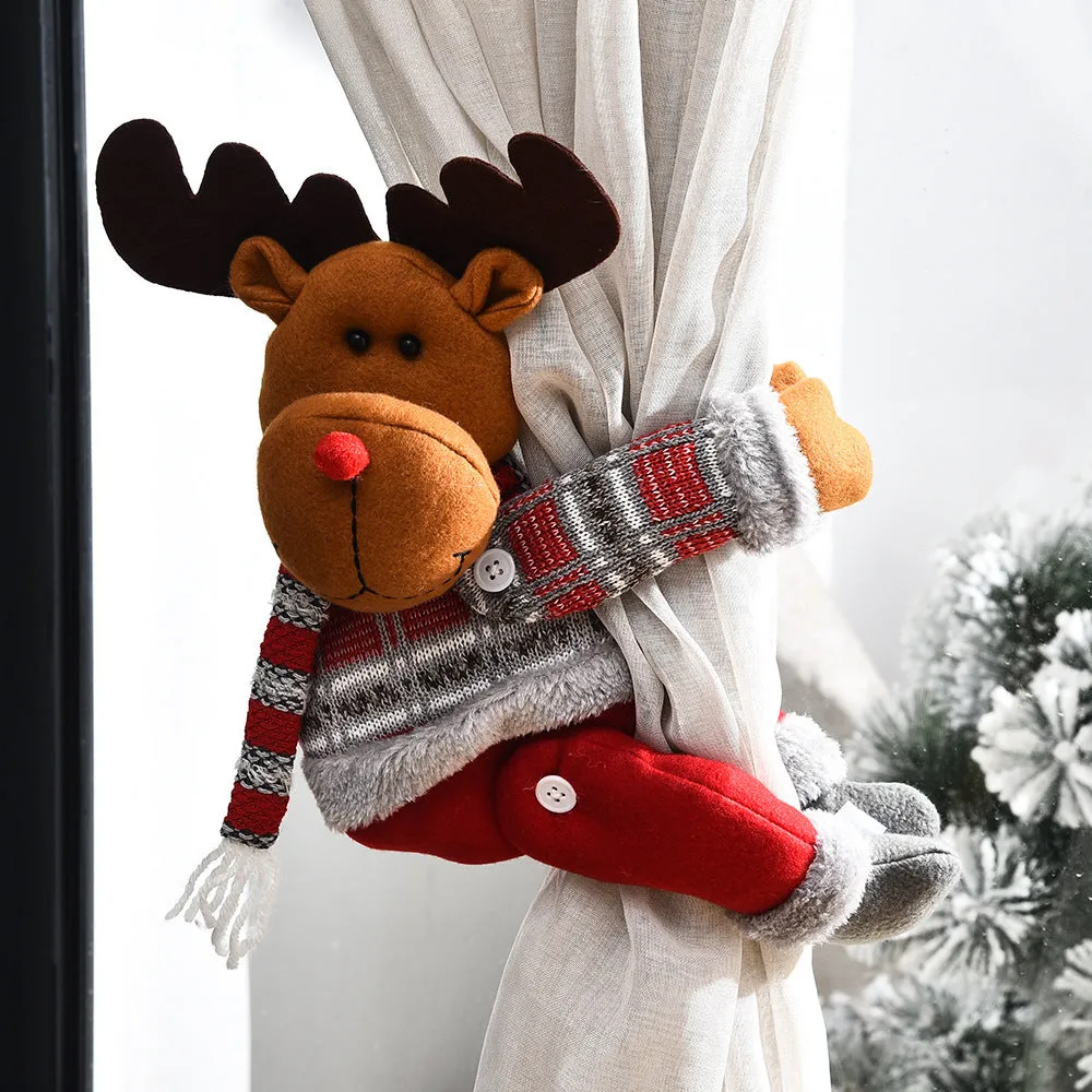 Christmas curtain decorative button cartoon doll cloth fabric buckle Santa Claus style