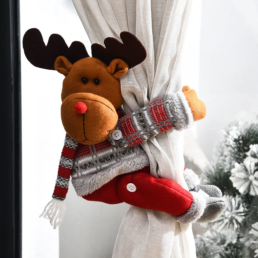 Christmas curtain decorative button cartoon doll cloth fabric buckle Santa Claus style