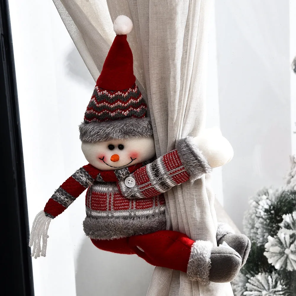 Christmas curtain decorative button cartoon doll cloth fabric buckle Santa Claus style