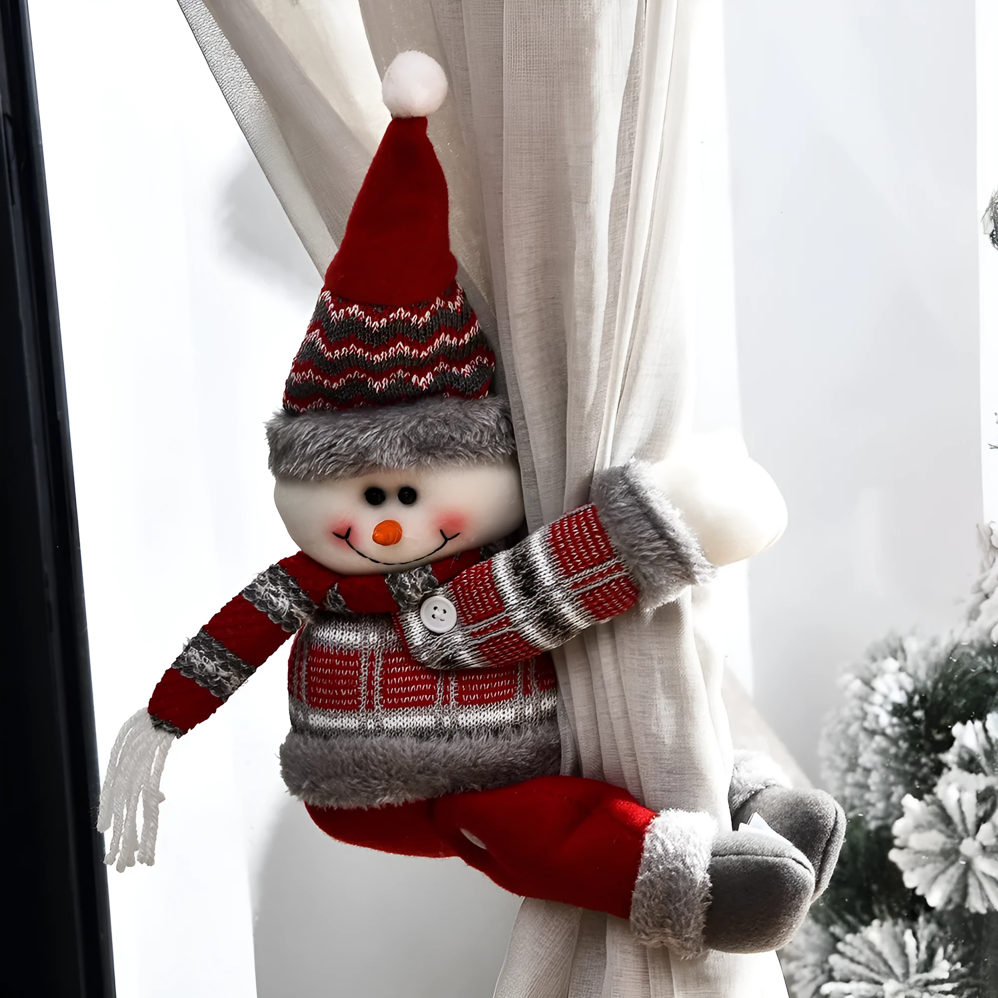 Christmas curtain decorative button cartoon doll cloth fabric buckle Santa Claus style