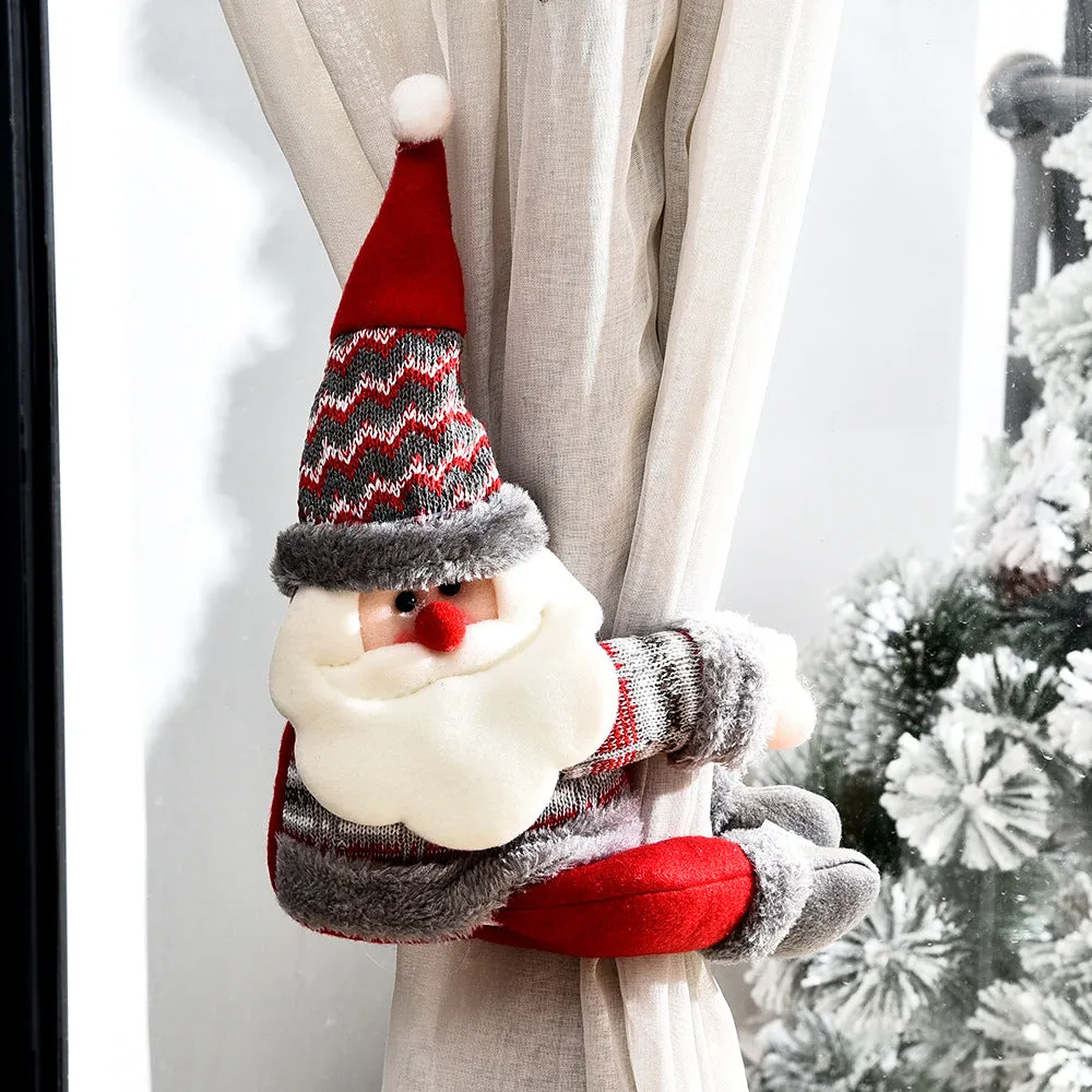 Christmas curtain decorative button cartoon doll cloth fabric buckle Santa Claus style