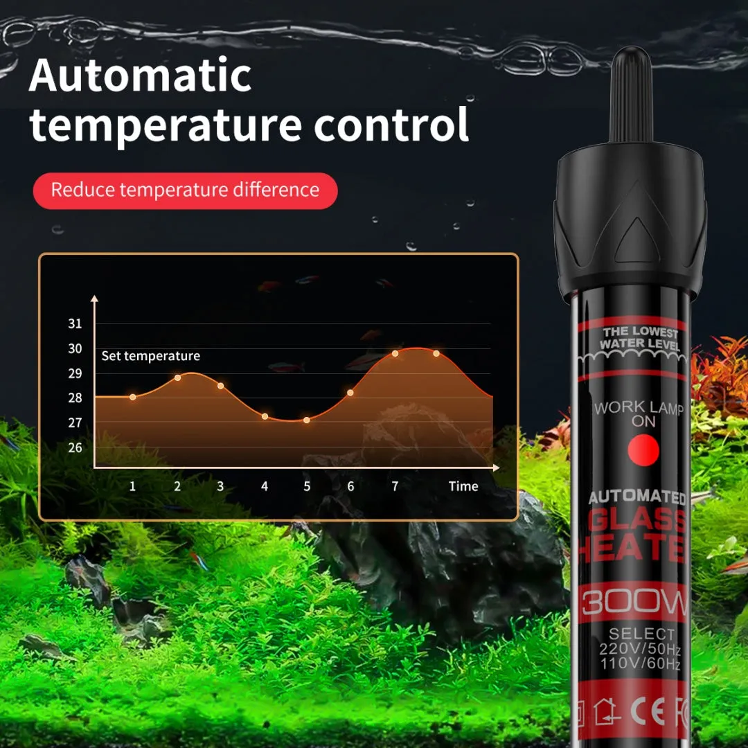 Fish tank glass pipe heater quartz thermostat submersible for aquarium fresh and sea water 100W