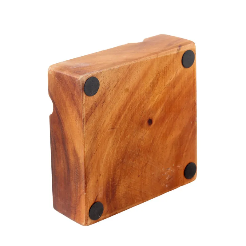 Retro walnut solid wood anti-drop ashtray on wooden table in living room
