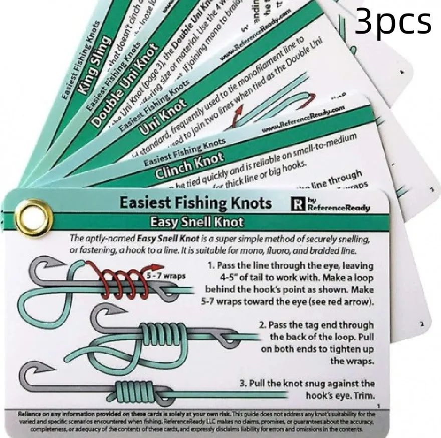 Set of 5 metal fishing knot diagram cards with clear knot illustrations on a metal surface
