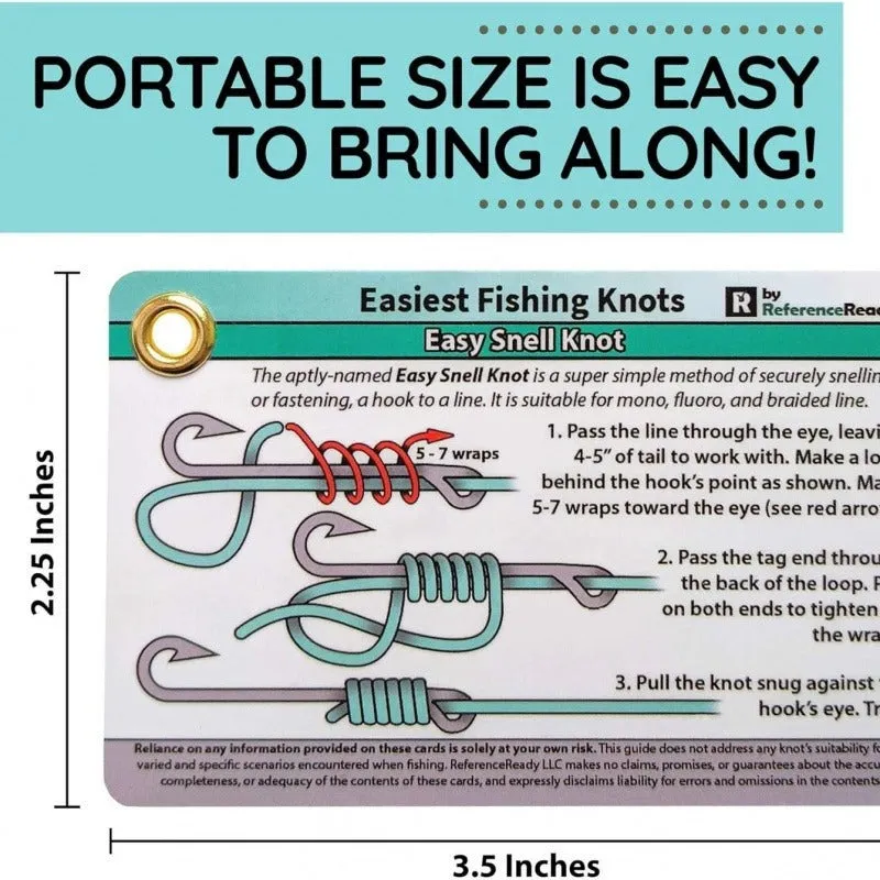 Set of 5 metal fishing knot diagram cards with clear knot illustrations on a metal surface